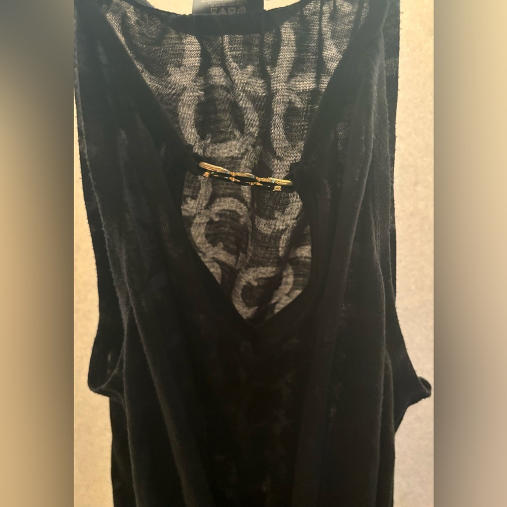 CATALINA Women’s Swim-cover💦Size M, Black w/sheer design pattern &‎ gold/black
